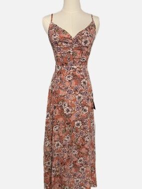 Lulu's Dusty Rose Floral Spaghetti-Strap Maxi Dress